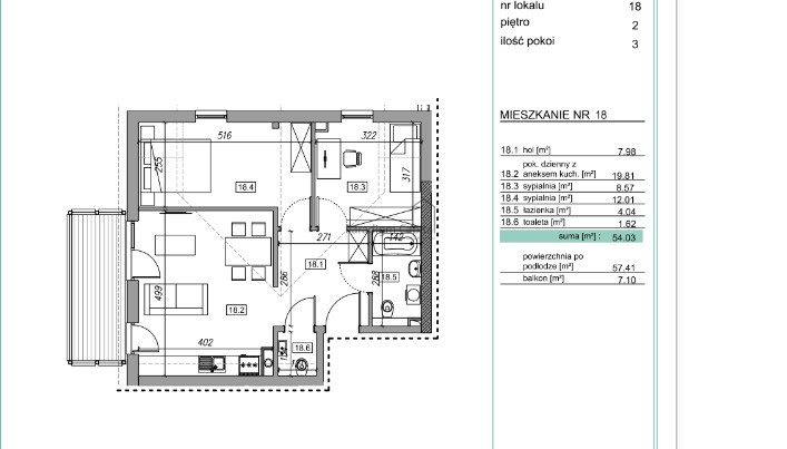 3-pokojowe mieszkanie z balkonem | Zawada k. Myślenic, blisko Krakowa