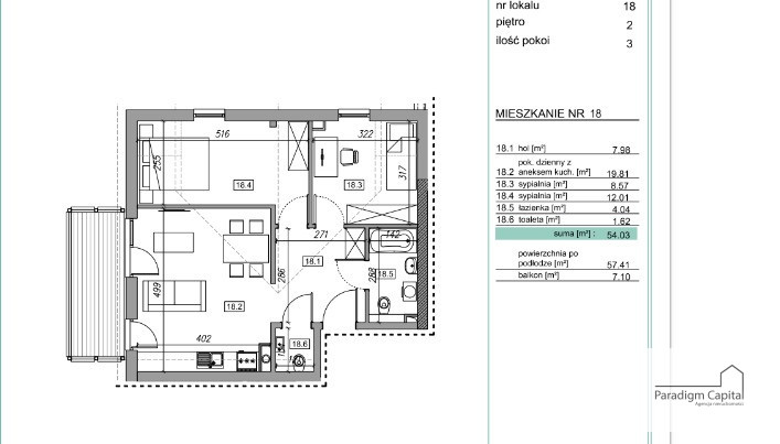 mieszkania - 57.63 m²