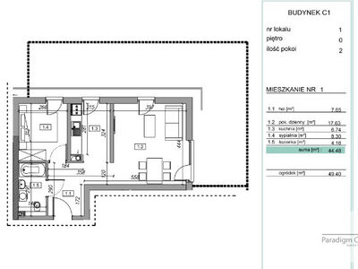 mieszkania - 44.60 m²